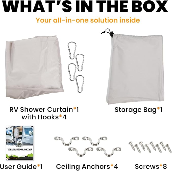 Camper Van Shower Curtain 72in Height, RV Hidden Shower Privacy Curtain with Magnetic Stickers, Interior Shower Curtain for Bench Shower, Collapsible Square Shower (22" W x 72" H)