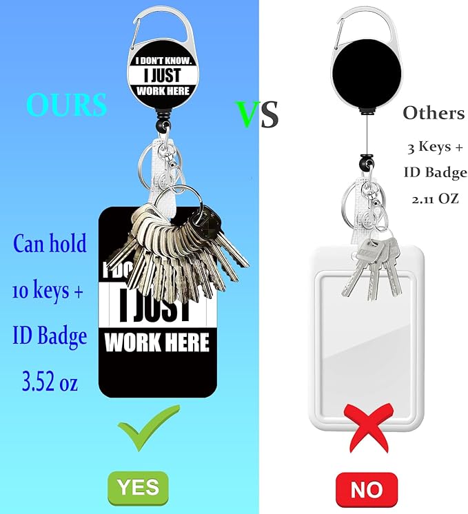 Badge Holder Lanyard Just Work Here ID Card Holders Detachable Name Tag Clips Cute Funny Nurse Teacher Office Gifts Women Man Badge Holder (Work Here)