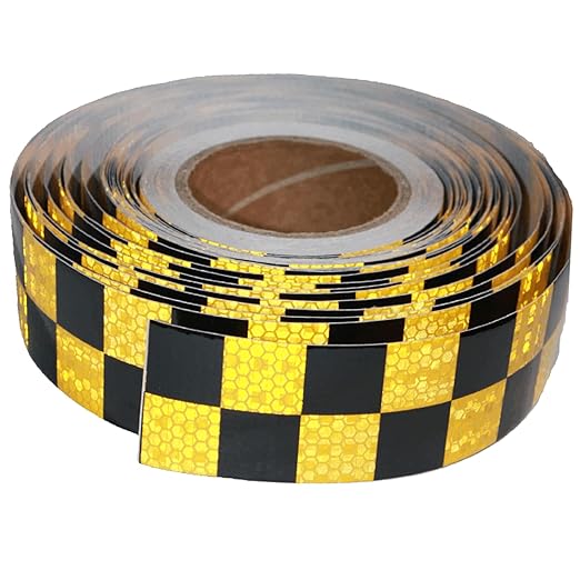 Yellow Black Reflective Tape 2 inch X 166 feet, Outdoor Waterproof Hazard Conspicuity Warning Industrial Marking Tape