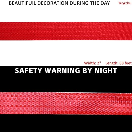 Red Reflective Tape Outdoor Waterproof 2 inch, High Visibility Warning Industrial Marking Tape, Safety Stickers (68 feet)