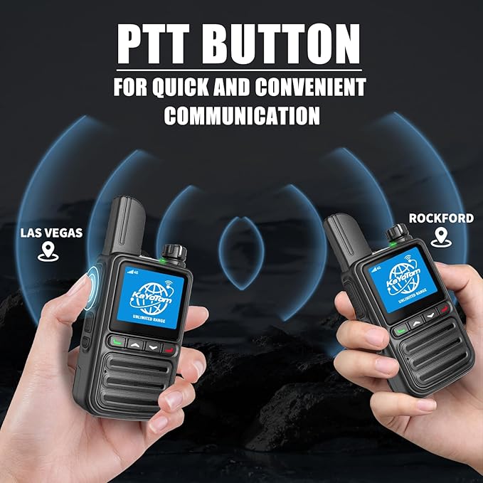 KAYOTOM Lifetime Free Global Walkie Talkies Unlimited Range PTT Push-to-Talk Over Cellular Nationwide 5000 Miles POC 4G Handheld Long Range Two Way Radio for Team (with Earphones, 5-Packs)