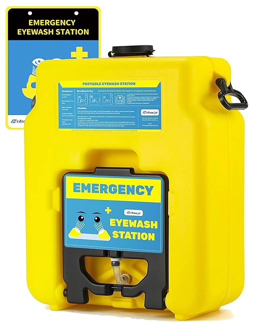 14gal Portable Eye Wash Station, 15min Heavy Duty Self-contained Eyewash Station, Wall Mounted Eye Washing Station, Gravity Fed Eye Wash Unit, OSHA Approved, NO Leakage, with Mirror