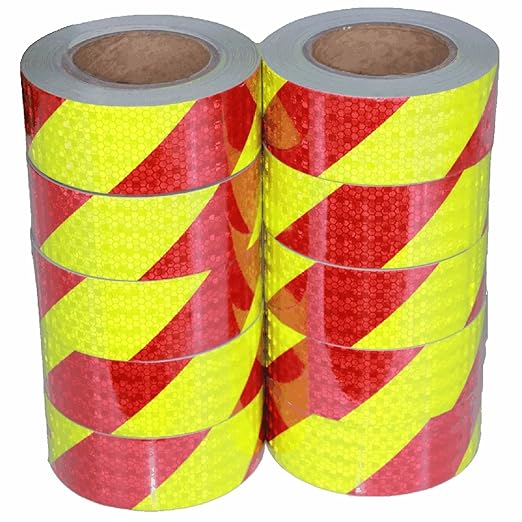 Reflective Tape 2 inch X 66 feet X 10 Rolls, Outdoor Waterproof Hazard Conspicuity Warning Marking Tape for Cars Trucks