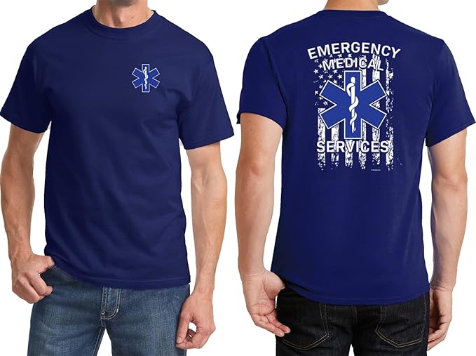 Buy Cool Shirts Emergency Medical Services EMS Flag T-Shirt Front and Back