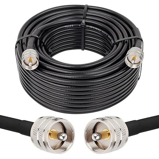 RG8x Coaxial Cable 50ft,CB Coax Cable 50 Ohm,UHF PL259 Male to Male Low Loss CB Antenna Extension for HAM Radio,VHF Radio,SWR Meter,Dummy Load,Antenna Analyzer