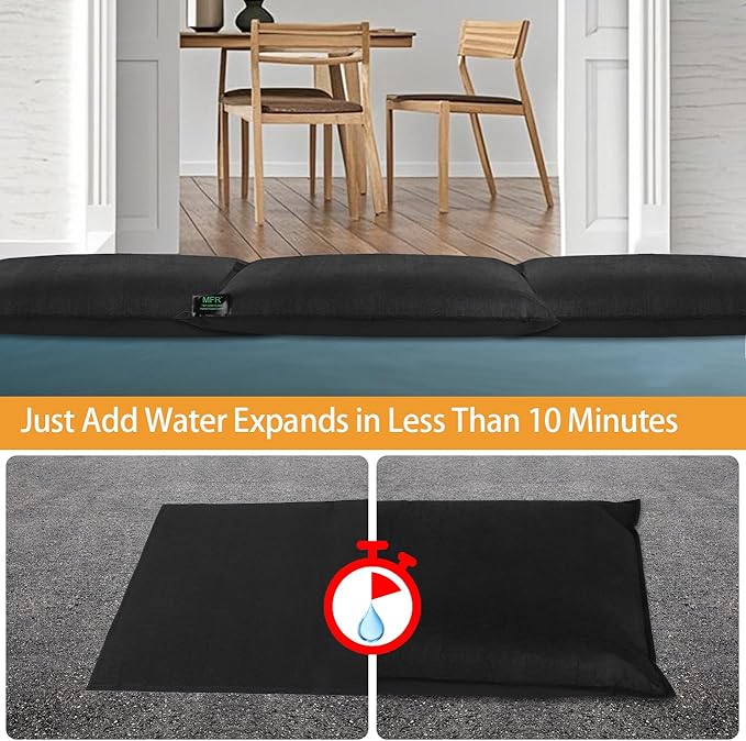 MFR Water Activated Flood Bags for Flooding, Home, Doorway, Driveway, Garage Sandless Sand Bags for Anti Flood Barrier 2ft x 1.3ft, 2-Pcs