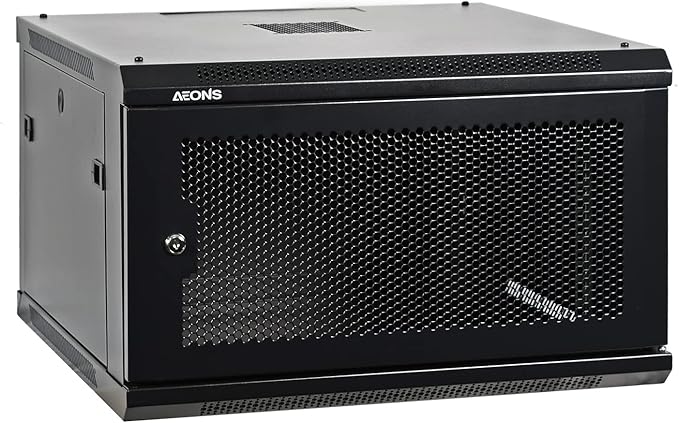 6U Professional Wall Mount Network Server Cabinet Enclosure 19-Inch Server Network Rack Meshed Door Mid-Depth Black