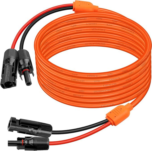 XRDS -RF Solar Extension Cable 25FT, 14AWG Tinned Copper with Solar Panel Connectors, 10AWG Red & Black Branch Wires, Heavy Duty Outdoor Power Cord for RV, Inverter, Generator, Off-Grid System