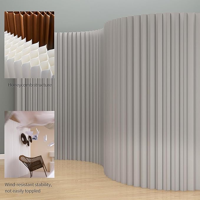 Foldable Room Divider Privacy Screens Movable Temporary Wall Space Partition, 5.25~9.19 FT Tall, 6.56~16.5 FT Width, Choice of Various Sizes and Styles(Gray)