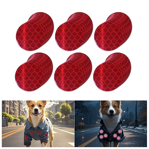 Red Reflective Stickers 1-inch Diameter Round Reflector, Outdoor Waterproof High Visibility Warning Adhesive Tape (60 Pcs)