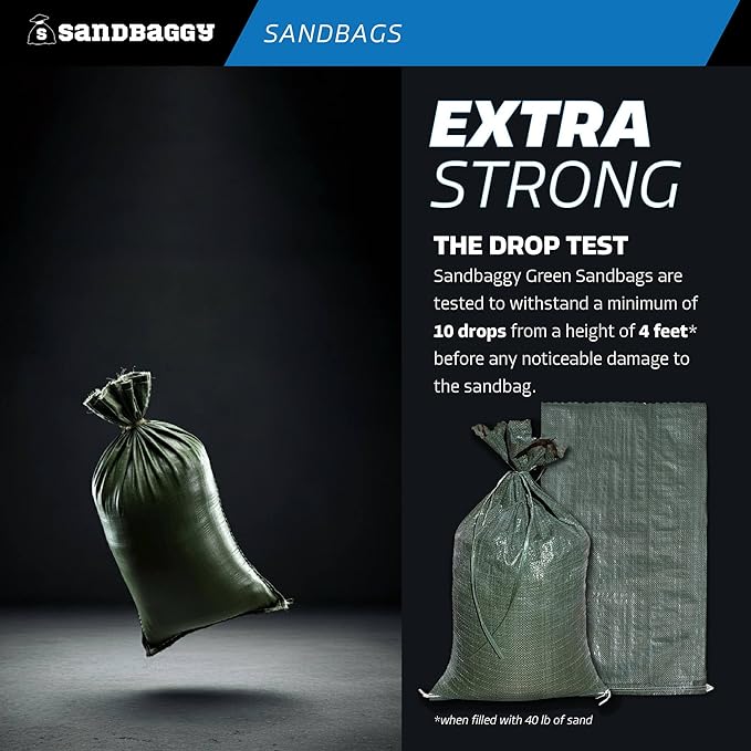 Sandbaggy - Heavy Duty Empty Sandbags For Flooding (14" X 26") - Poly Sand Bags - Flood Barrier, Weight, Construction, Earth Bag Homes - Reusable, UV Resistant - Tie Strings Attached (5,000 Bags)