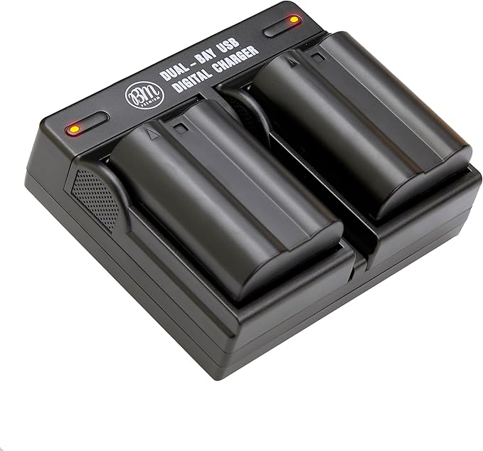 BM Premium 2 Pack of EN-EL15B Batteries and Dual Battery Charger for Nikon Z6, Z7, D780, D850, D7500, 1 V1, D500, D600, D610, D750, D800, D800E, D810, D810A, D7000, D7100, D7200 Digital Cameras