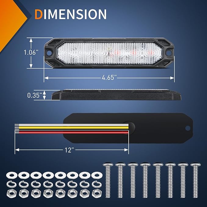 Nilight 6LED Emergency Strobe Lights 4PCS Ultra Slim Surface Mount Hazard Caution Light bar 12-24V Sync Feature Warning Flashing Light kit for Truck Car Vehicle ATV SUV UTV Red and Blue