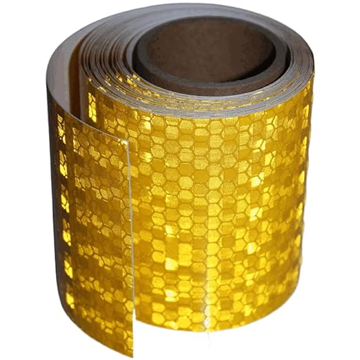 Industrial Reflective Tape Yellow 3 inch for Bikes, Outdoor Waterproof High Visibility Safety Warning Adhesive Stickers Strips (10 feet)