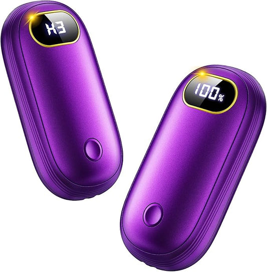Electric Hand Warmers Rechargeable with Power Bank, LED Display, 17Hrs Warmth, Dual-Side 4 Levels Fast Heating Portable Pocket Heater for Hunting, Camping, Golf, Outdoor, Gifts for Women/Men