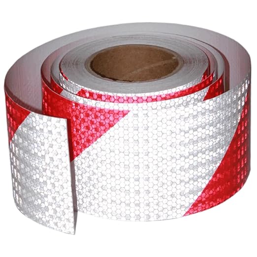 Reflective Tape Red White 4 inch Wide for Truck, Outdoor Waterproof High Visibility Safety Warning Adhesive Strips (66 feet)