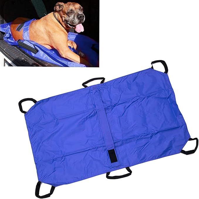 Transport Stretcher for Dogs, Pet Folding Stretcher Emergency Animal Carrier with Safety Strap Max 132 Pound Weight Animal Stretcher for Dogs (Blue)