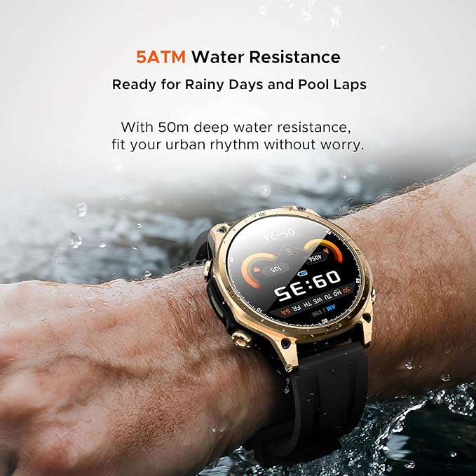 DOOGEE Anywise W1 Smart Watch 5ATM Waterproof Dual-Band GPS Fitness Tracker, 1.43'' AMOLED Screen Men Watches for Android and iPhone, 170+ Sports Modes, Bluetooth Call/18 Days Battery/2 Straps
