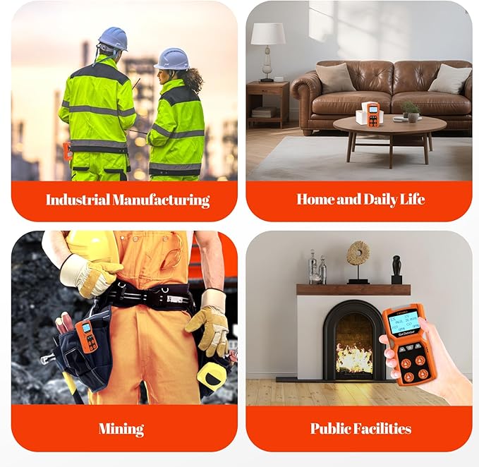 ADKS-4 Portable Gas Detector, 4 Gas Monitor H2S,O2,CO and LEL Multiple Indicator with Vibration, Audible, Visual 4 Gas Monitor Personal Rechargeable Gas Sniffer Alarm with LCD
