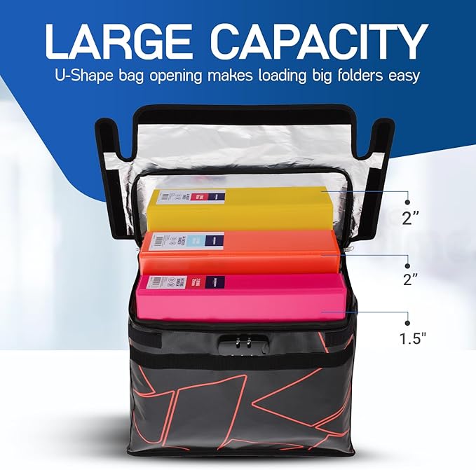 Fireproof and Waterproof Document Bag with Lock, 6200℉ Insulated, Patented Enclosed Flap Design, Heavy Duty Fire Safe Storage Box for Documents, Files & Valuables, 16"x12.6"x6.5"