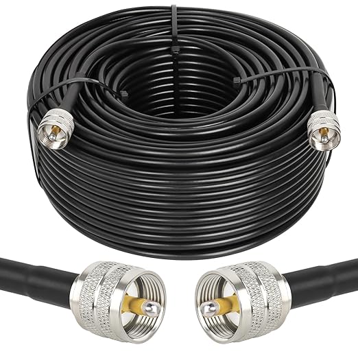 RG8x Coaxial Cable 200ft,CB Coax Cable 50 Ohm,UHF PL259 Male to Male Low Loss CB Antenna Extension for HAM Radio,VHF Radio,SWR Meter,Dummy Load,Antenna Analyzer