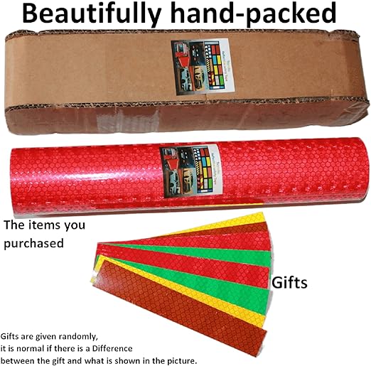Industrial Reflective Tape Red 8 inch Wide, Outdoor Waterproof Hazard Conspicuity Safety Warning Marking Tape (10 feet)
