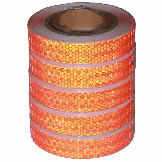 Orange Reflective Tape Outdoor Waterproof 1 inch Wide, High Visibility Industrial Marking Tape, Safety Adhesive Stickers (68 feet,5 Rolls)