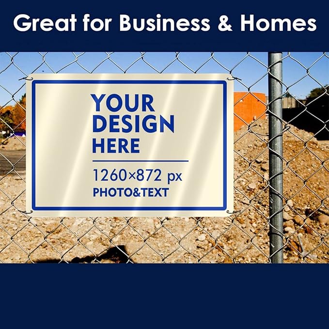 Custom Outdoor Metal Sign - 12 x 8 Customized Personalized Aluminum for Office, Home, Business, Decor, Custom Road, Rust-Proof (Blue Text Box)