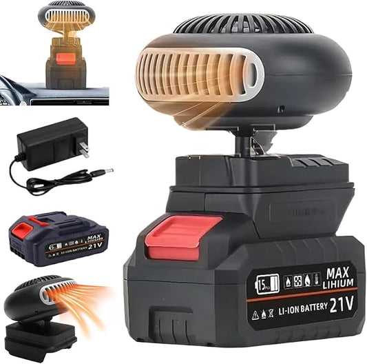 Battery Powered Heater, 2026 New Portable Rechargeable Battery Powered Space Heater Cordless with USB &3900mah Batteries/Anti Tilt Design for Camping/Indoor/Car Defroster (5 Batteries Kit)
