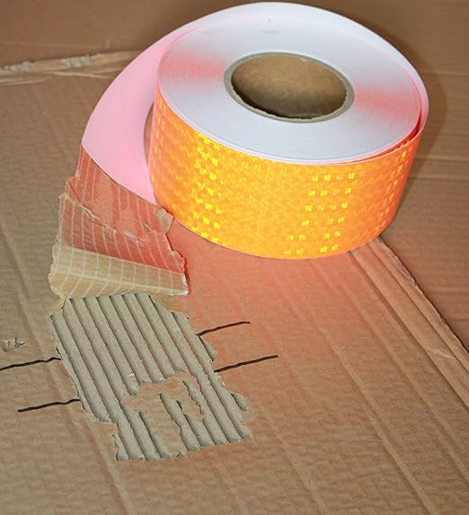 Industrial Reflective Tape Orange 3 inch Wide, Outdoor Waterproof High Visibility Safety Warning Adhesive Reflector Strips (166 feet)