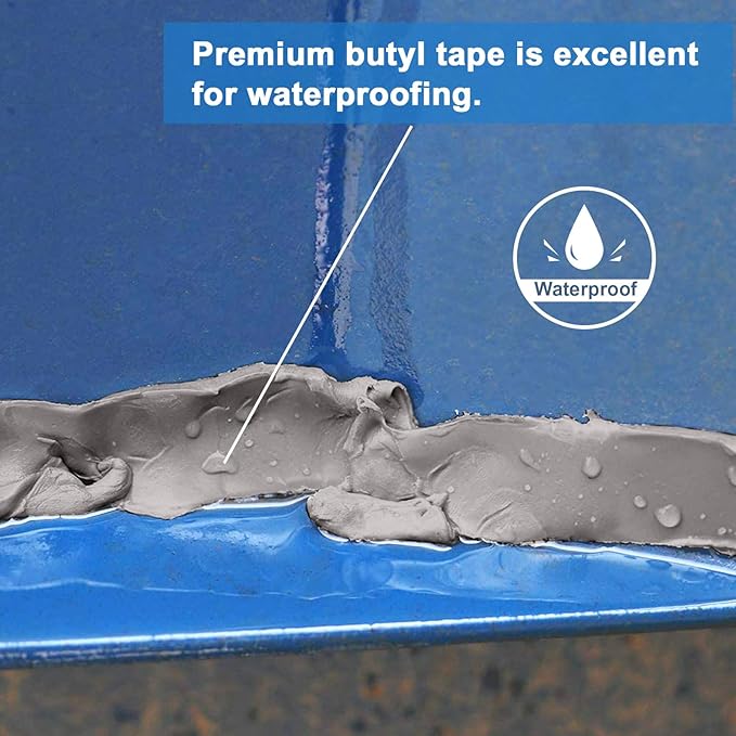BOMEI PACK 2 Pack Butyl Seal Tape, 1/8inch x 1inch & 3/4inch x 30feet, Putty, Leak Proof Putty Tape for RV Repair, Window, Boat Sealing, Glass and EDPM Rubber Roof Patching