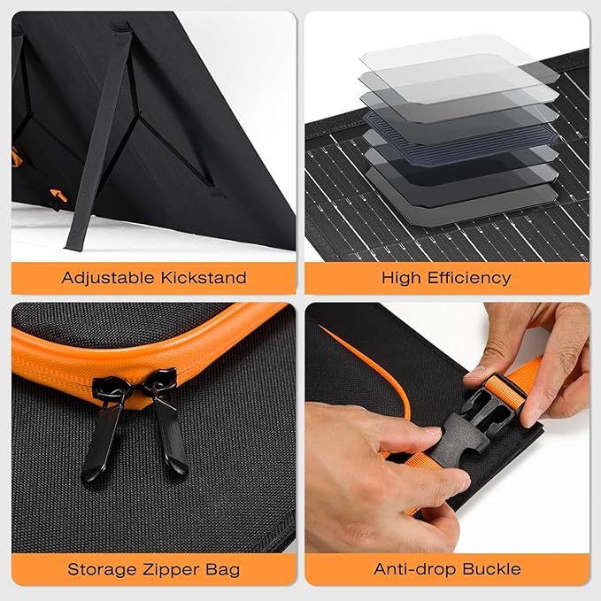 550W Portable Solar Panel for Power Station, 48V Foldable Solar Power Panels 25% High Efficiency IP68 Waterproof with 10ft 4-in-1 Cable and 10×DC Adapter, Folding Solar Panels Blanket for Camping RV