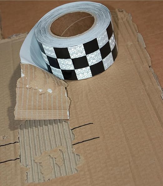 Black White Reflective Tape 3 Inch x 68 Feet, Outdoor Waterproof Conspicuity Strong Adhesive Reflector for Vehicles