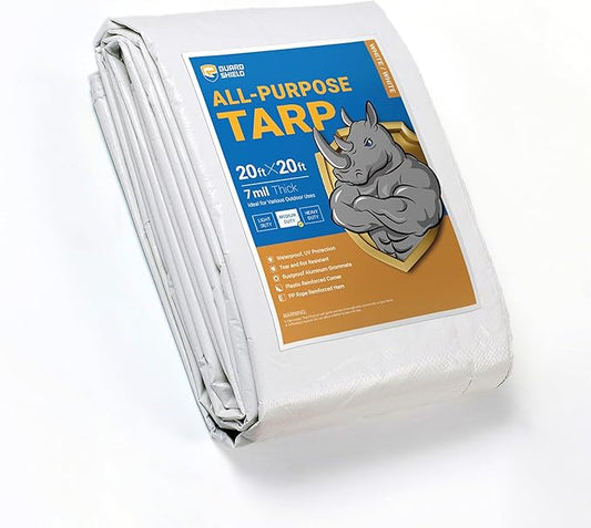 GUARD SHIELD White Tarp 20x20 Feet Medium Duty All Purpose Poly Tarps Cover 7mil