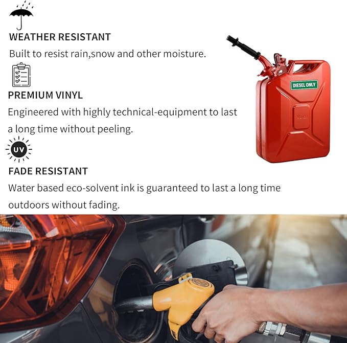 20 Pcs Gasoline Only Stickers for Fuel Tank Oil Can Truck Tractor Gas Cap Weatherproof Adhesive Decals