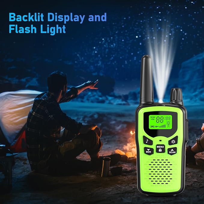 Walkie Talkies for Adults Long Range,Rechargeable Walkie Talkies with 22 FRS Channels,Two Way Radios with LED Flashlight for Hiking Cruises Camping,4 Pack