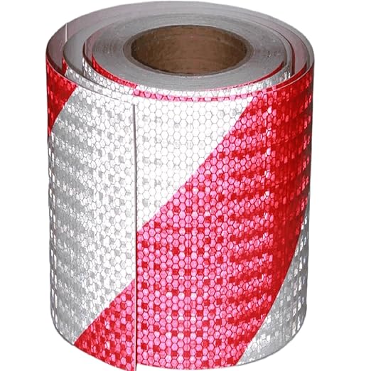 Reflective Tape Red White 8 Inch x 68 Feet, Safety Caution Reflector Strips, Hazard Conspicuity Warning Adhesive Stickers
