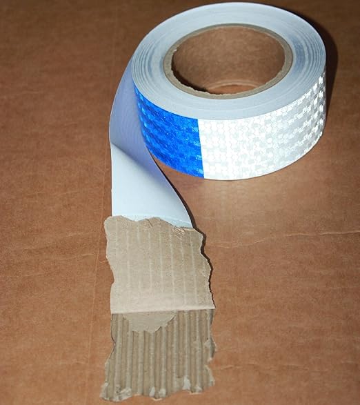 Reflective Tape Blue White 2 Inch x 68 Feet, Outdoor Waterproof Warning Reflector, Night Safety Stickers for Vehicles