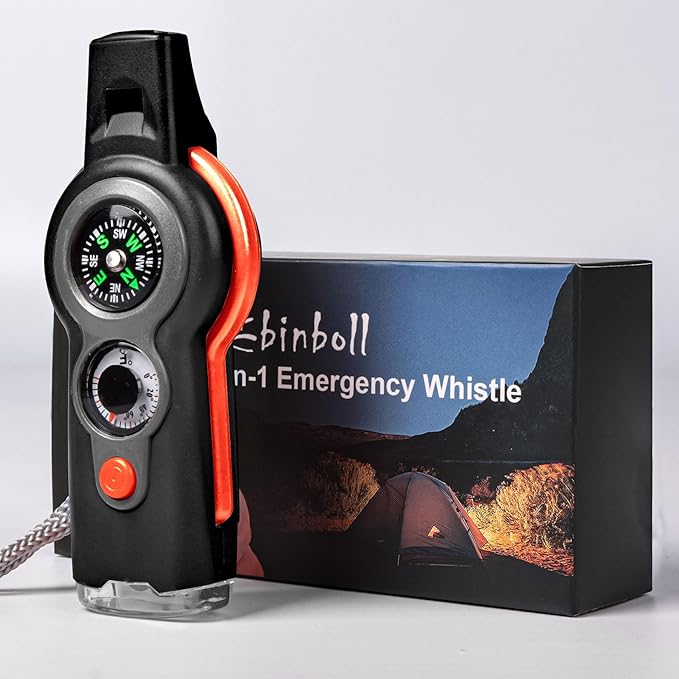 Emergency Survival Function Whistle, Outdoor Multifunctional Tool Safety Whistle with Lanyard, Ideal for Kayaking, Boating, Hiking, Camping, Climbing, Hunting, Fishing, Rescue Signaling