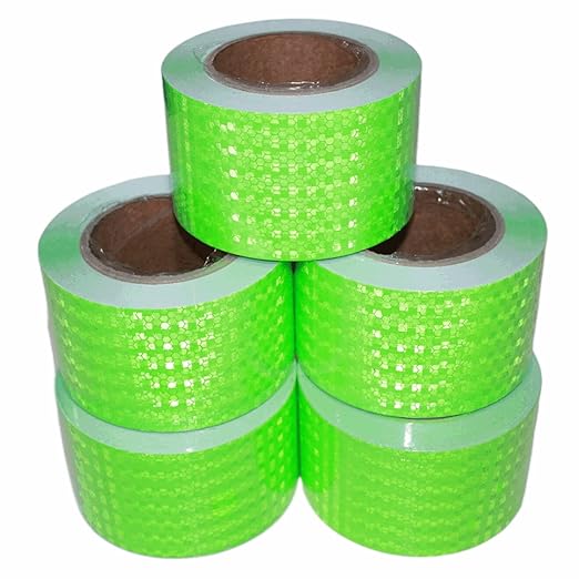 Green Reflective Tape Outdoor Waterproof 3 inch Wide, High Visibility Warning Industrial Marking Tape, Safety Stickers (68 feet,5 Rolls)