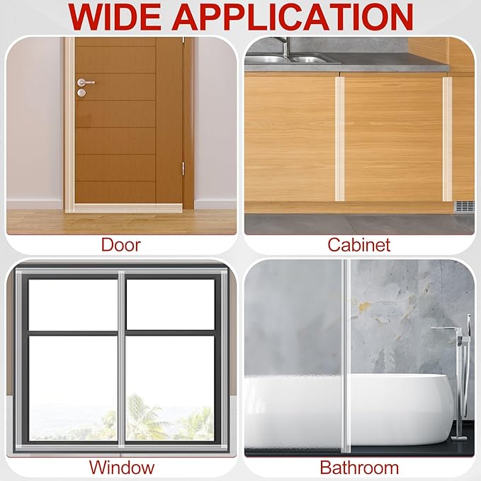 MYFAMIREA Door Weather Stripping 2IN (W) x 40FT (L) Door Draft Stopper Seal Tape Silicone Seal Strip Self Adhesive Shower Sweep Insulation Tape Side Bottom Strip for Sliding Glass Window Gap, Clear