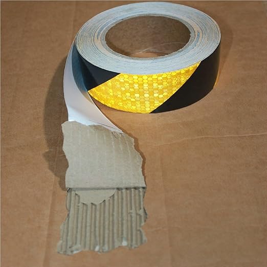 Yellow Black Reflective Tape Outdoor Waterproof 1 inch X 66 feet, High Visibility Hazard Conspicuity Safety Industrial Marking Tape