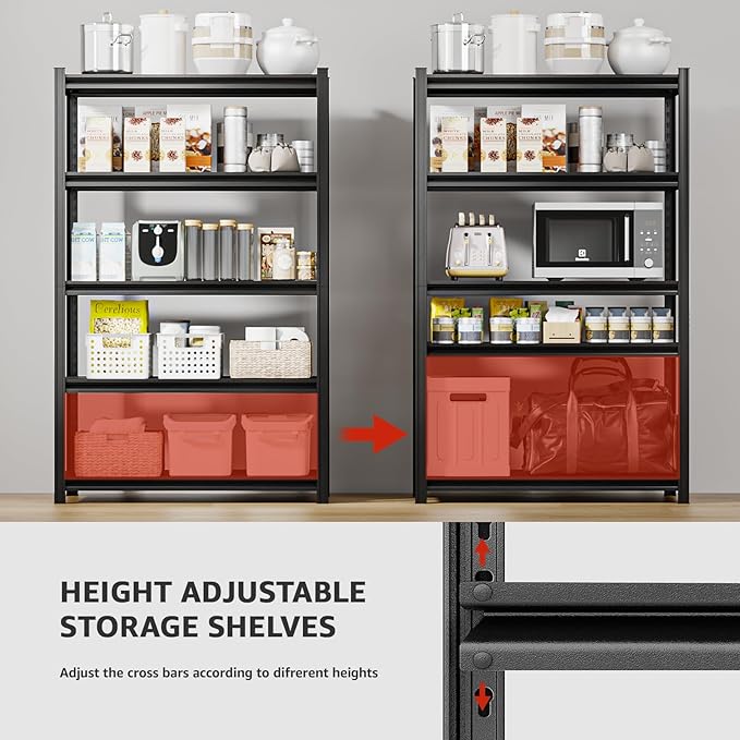 5-Tier 35" W x 15.8" D x 72" H Garage Shelving 3000LBS Storage Shelves Heavy Duty Metal Shelf Unit Adjustable Basement Industrial Storage Racks (72 * 35 * 15.8)