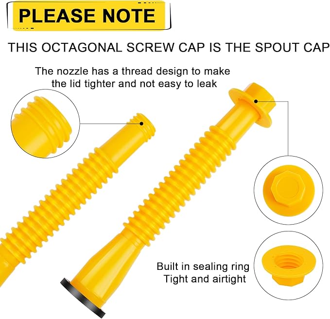 Godboy Yellow 10-Pack Flexible Pour Nozzles, Gas Can Spout Replacement, Suitable for Most 1/2/5/10 Gal Oil Cans