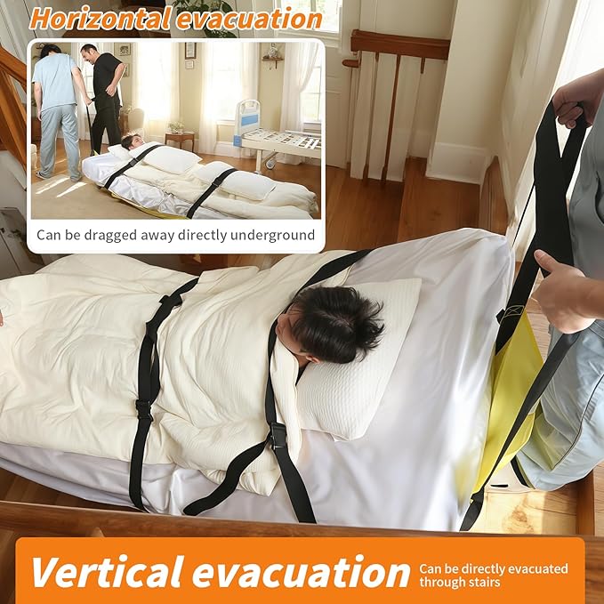 Emergency Evacuation Sheet – Quick Patient Transfer System for Hospitals & Home Care – 330LBS Capacity – 72.8"x33.5" – Fits Standard Beds