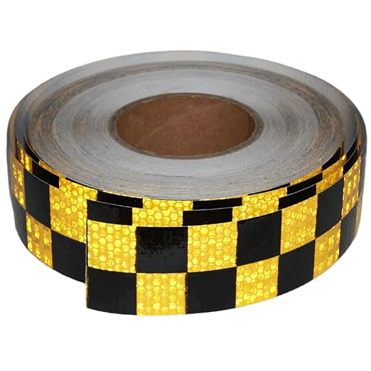 Reflective Tape Yellow Black 2 inch Wide for Cars, Outdoor Waterproof High Visibility Safety Warning Adhesive Strips (166 feet)