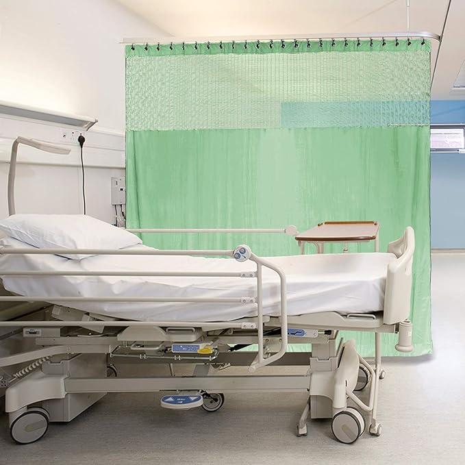 Macochico Nickel Grommet Medical Curtains Privacy Hospital Cubicle Flexible Curtains for Spa Lab Green Cubicle Curtain Divider Privacy Screen, 8ft Wide x 8ft Tall(1 Panel)