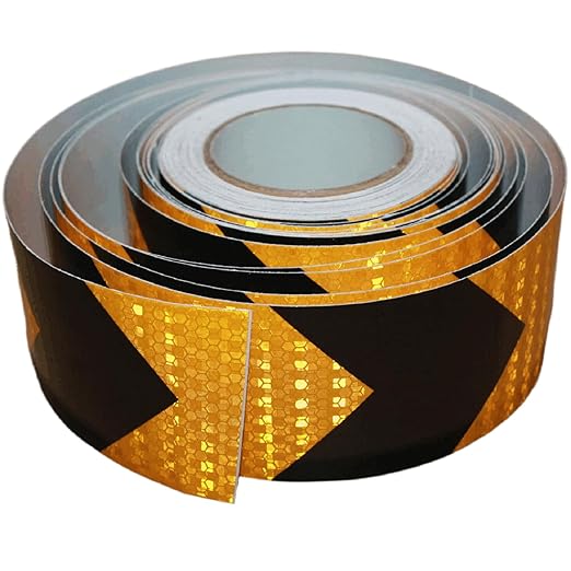 Yellow and Black Reflective Tape 3 inch X 168 feet, Outdoor Waterproof Hazard Conspicuity Warning Industrial Marking Tape