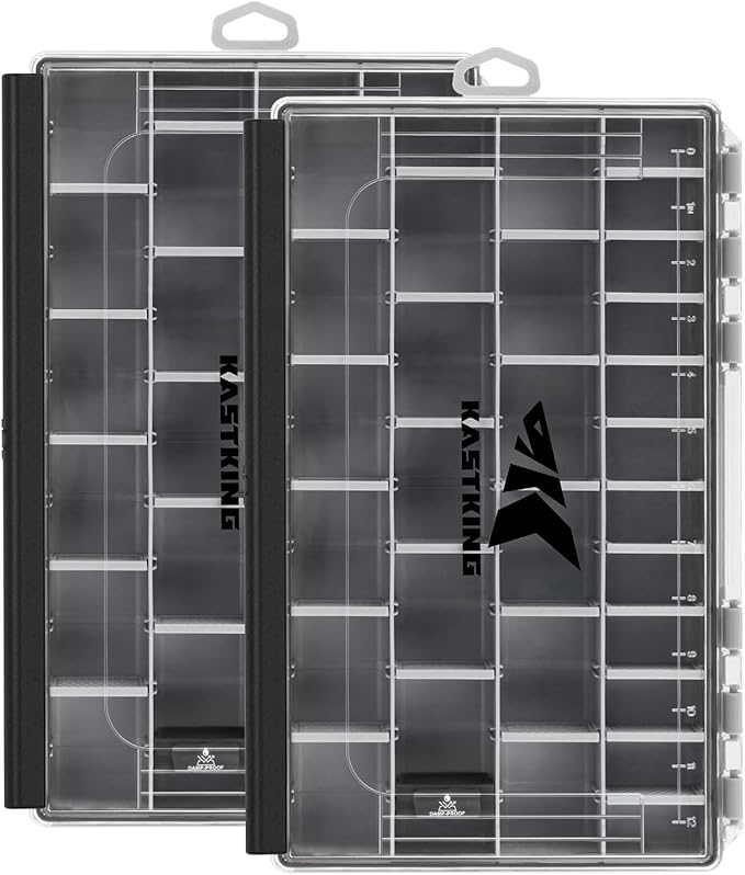 KastKing HyperSeal Waterproof Tackle Box, 3600 and 3700 Tackle Trays, Fishing Tackle Box Organizer with Removable Dividers, Lure Box and Terminal Tackle Storage,Black