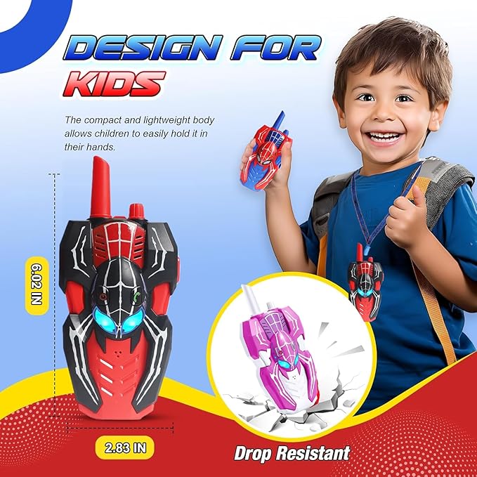 Walkie Talkies for Kids Long Range, Kids Walkie Talkies 3 Pack, Spider Toys for Boys 3-4 4-6 6-8 Outdoor Camping 2 Way Radio Toy, Birthday Toys for Ages 3-4 5-7 8-13 (3PCS)